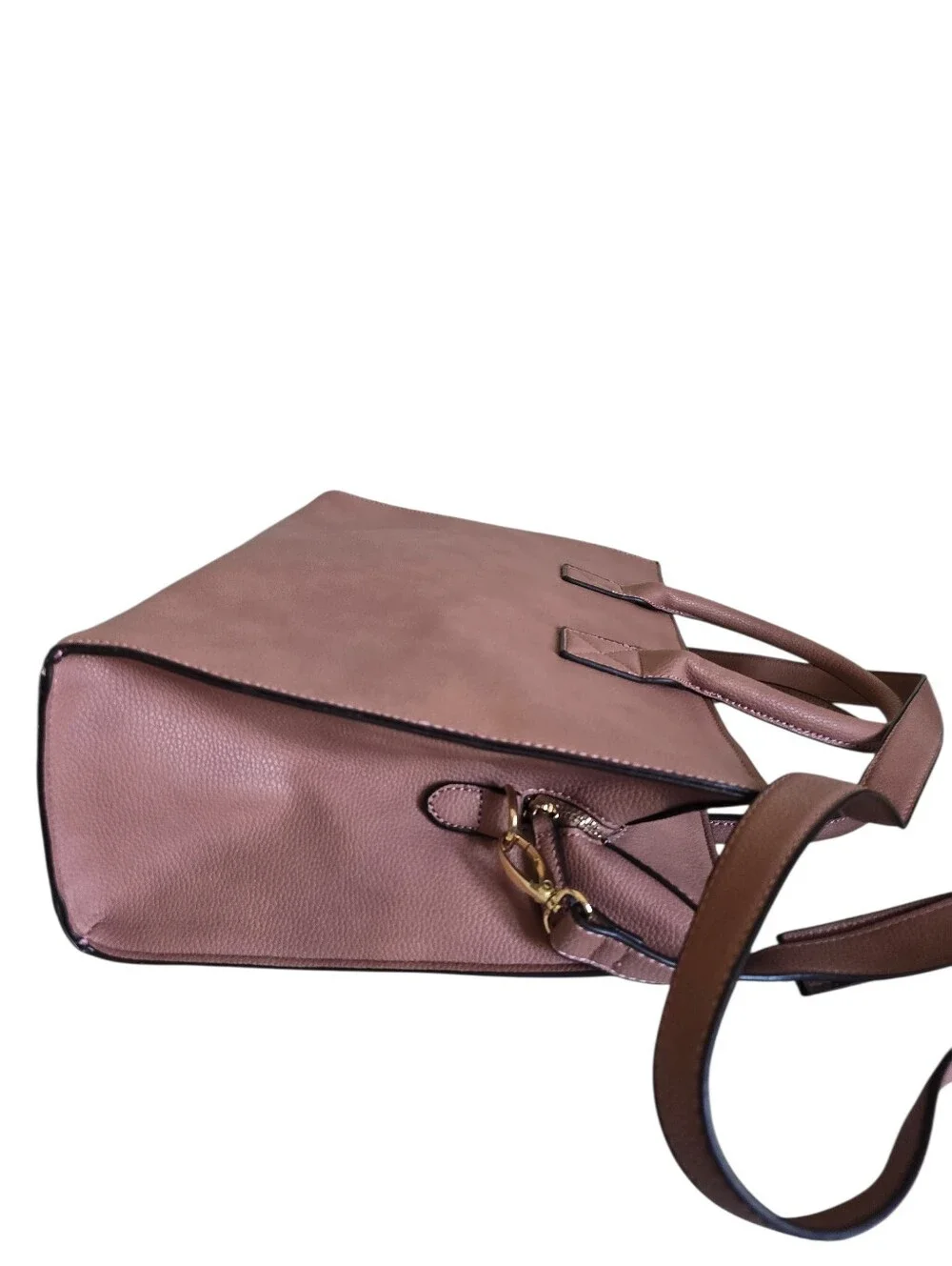 Justfab Women's Mauve Pink Pebbled Faux Leather Large Satchel Tote Handbag - Picture 10 of 16